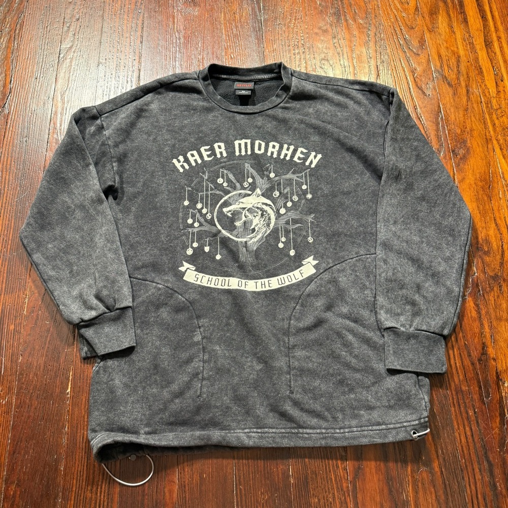 Witcher Kaer Morhen Sweatshirt Mens Small Black Distress Netflix Video Game Wolf